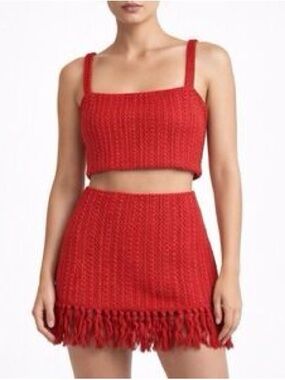Lulu's NWT Medium Knit Fringe Mini Skirt & Crop Top Set